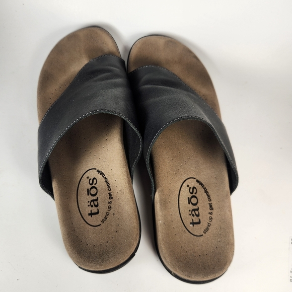 TAOS Women's Gift 2 Sandal Size 8 Black Leather Arch Support Shoe - Picture 4 of 11